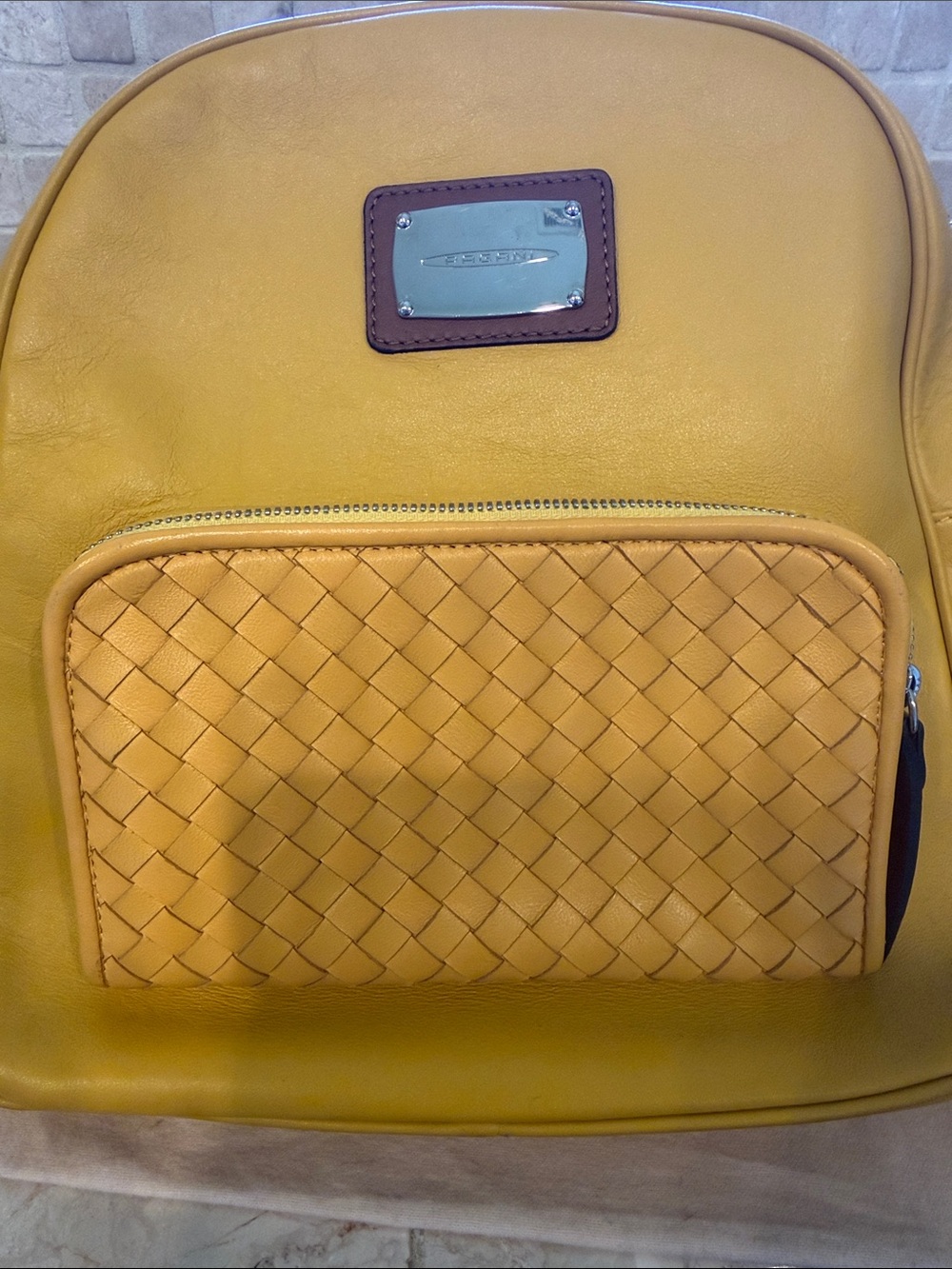 Yellow Woven Front Backpack - Women